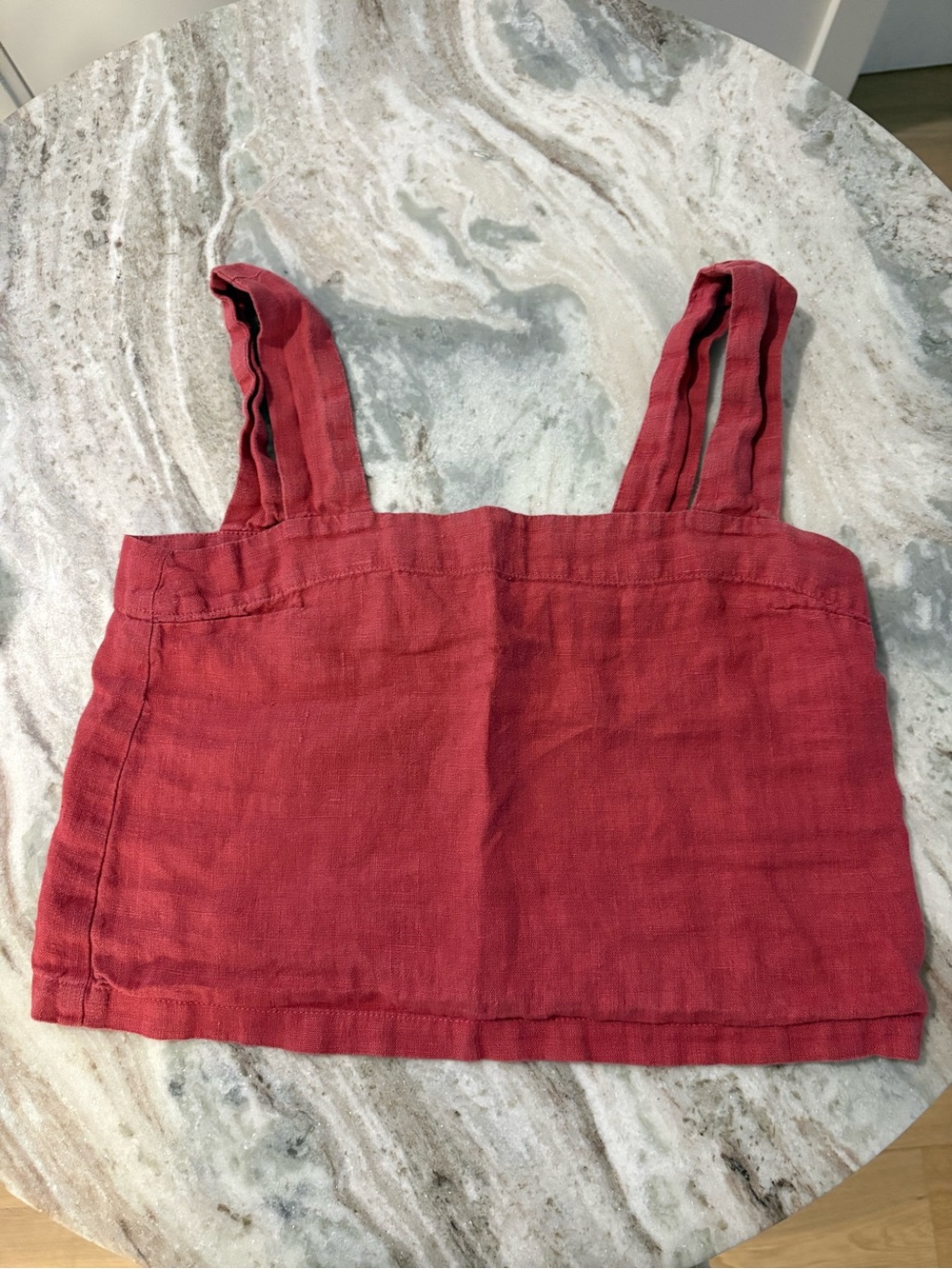 Women's Red Linen Crop Tank Top